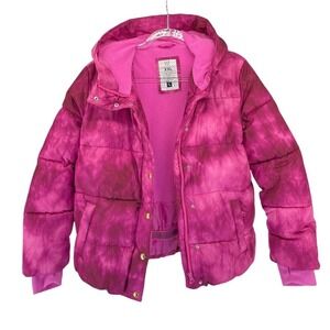 GAP Kids Girls Puffer Jacket Pink Tie Dye Hooded Cold Control Max Size XXL